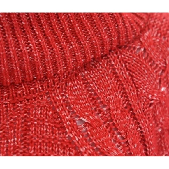Liz Claiborne Red Cable Knit Cowl Neck Sweater Metallic Christmas Womens Sz XL - Picture 4 of 6